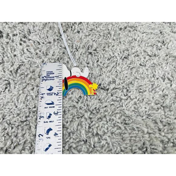 Hallmark Peanuts Snoopy On Rainbow Woodstock Flat Metal Ornament - Picture 7 of 8